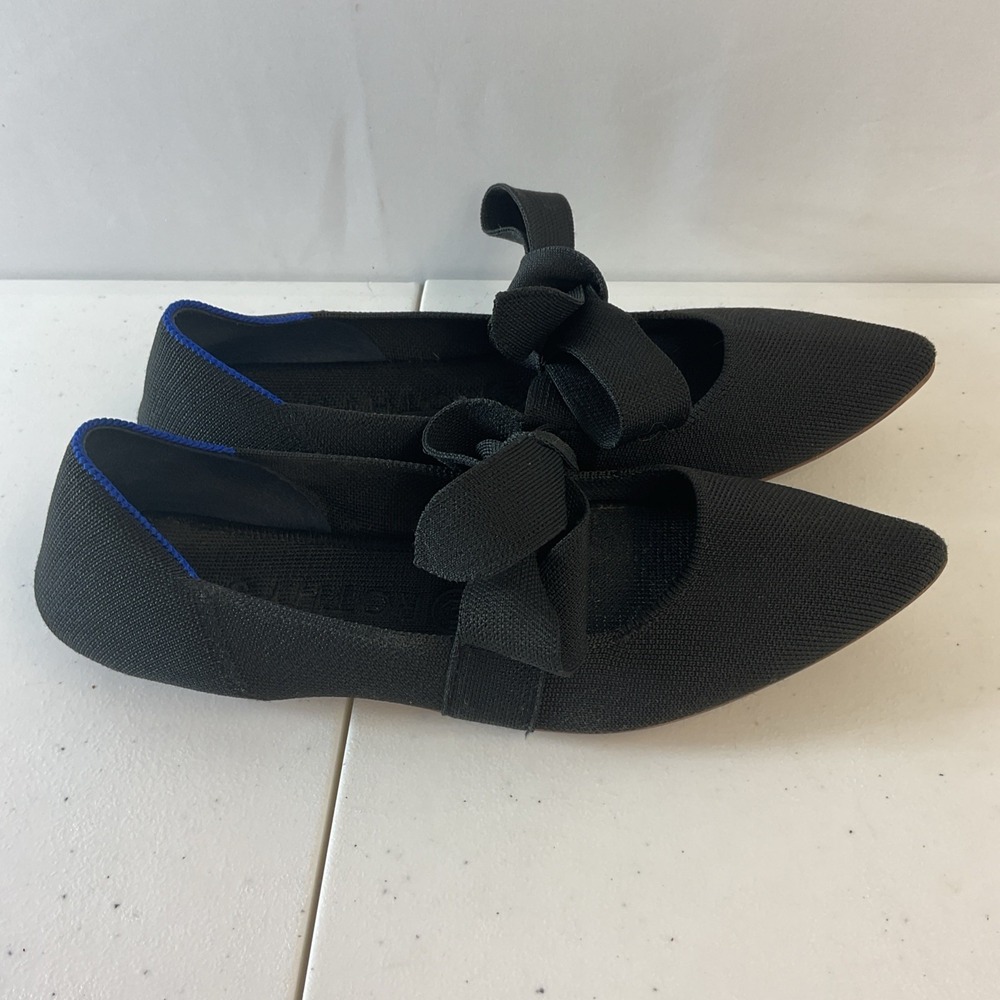 Black Pointed Bow Mary Jane Flats